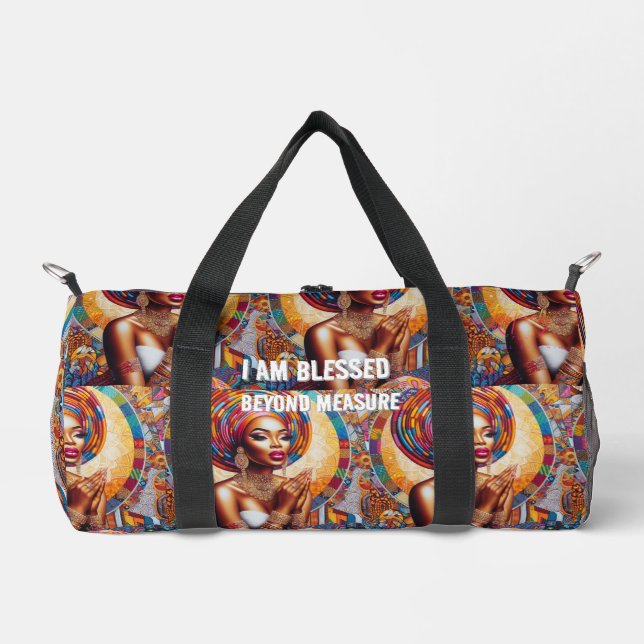 Entdecken Sie mit Vertrauen: Ich bin gesegnet Styl Duffle Bag (Vorderseite)