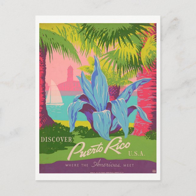 "Entdecken Sie Puerto Rico" Vintag Postkarte (Vorderseite)