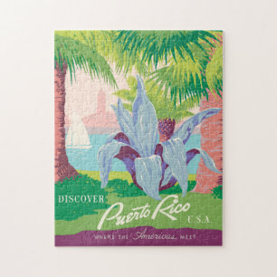 Entdecken Sie Puerto Rico, Vintage Poster Puzzle