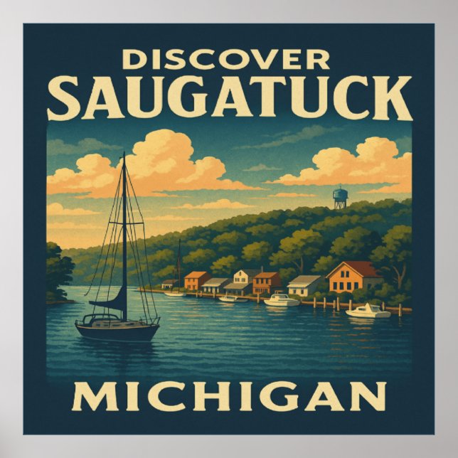 Entdecken Sie Saugatuck Michigan Vintage Travel Po Poster (Vorne)