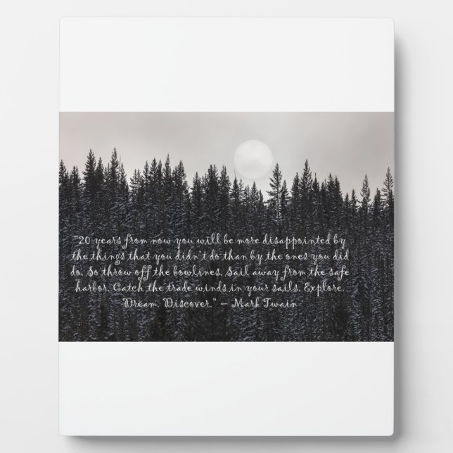 Entdecken Sie. Träume. Entdecken Sie. - Mark Twain Fotoplatte (Vorderseite)