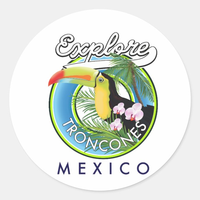 Entdecken Sie Troncones Mexico Retro-Logo Coffee T Runder Aufkleber (Vorderseite)