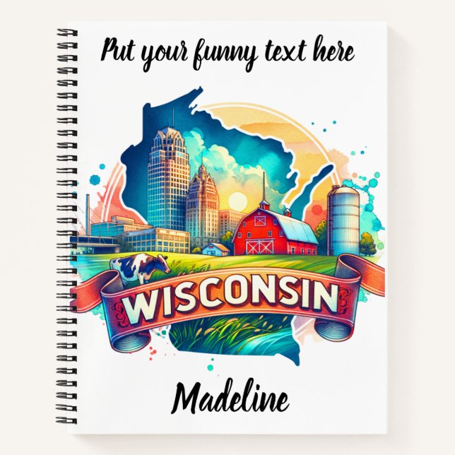 Entdecken Sie Wisconsins Höfe und Skyline Notizbuch (Vorderseite)