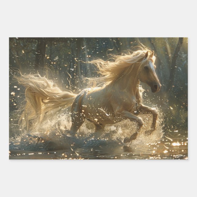 Entdeckende Pferde im Wilden Gallop im Freien Geschenkpapier Set (Vorderseite 3)