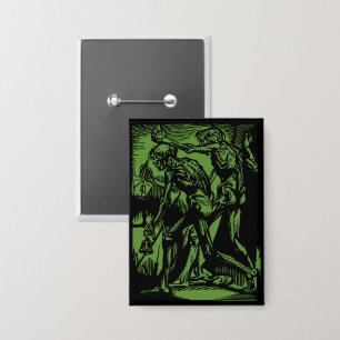 Entdeckte Schrecken toter Bergleute zu Halloween Button