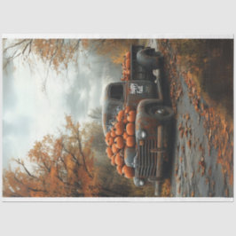 Entdeckte Vintage LKW-Pumpkins Fallszene Seidenpapier
