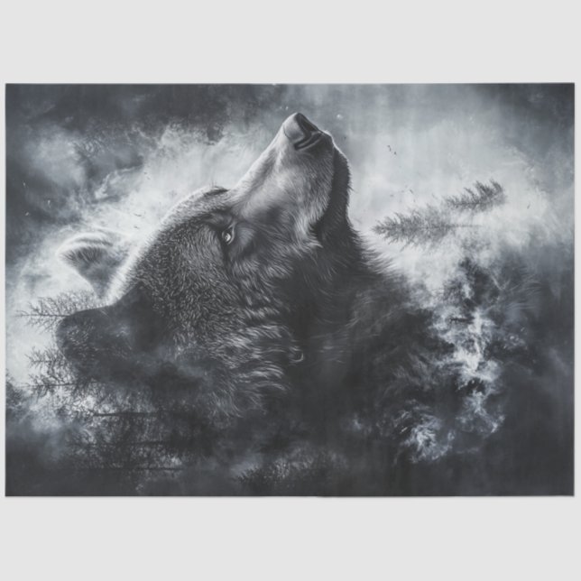 Entdeckter Bär Vollmond Hintergrund Fusion Art Seidenpapier (Vorderseite)