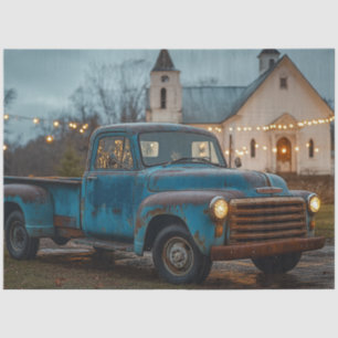 Entdeckter Vintager Lkw Altzeitkirche Wiederbelebu Seidenpapier