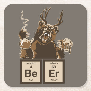 Entdecktes Bier der Chemie Bär Rechteckiger Pappuntersetzer