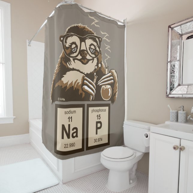 Entdecktes Nickerchen der Chemie Sloth Duschvorhang (Beispiel)