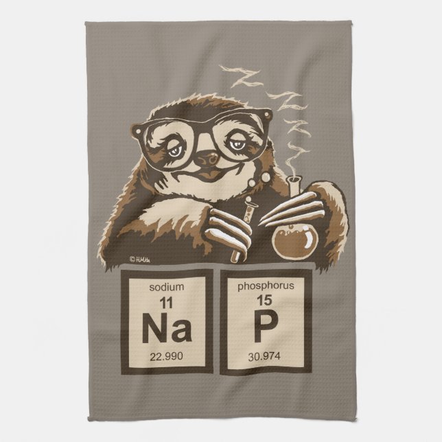 Entdecktes Nickerchen der Chemie Sloth Küchentuch (Vertikal)