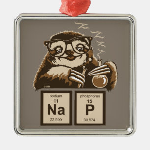 Entdecktes Nickerchen der Chemie Sloth Ornament Aus Metall