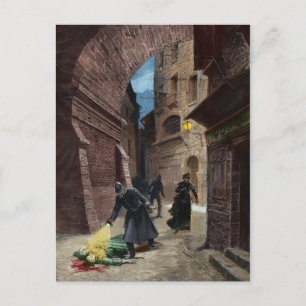 Entdeckung eines Opfers des Jacks am Ripper Postkarte