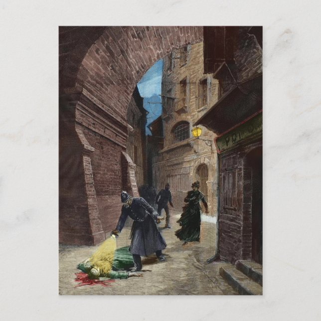 Entdeckung eines Opfers des Jacks am Ripper Postkarte (Vorderseite)
