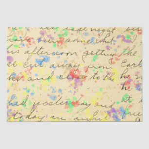 Entdeckung von Vintagen Skriptfarbpapier Seidenpapier