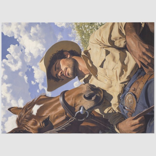 Entdeckungsreise Cowboy & Pferderückenfeld Sonnent Seidenpapier (Vorderseite)