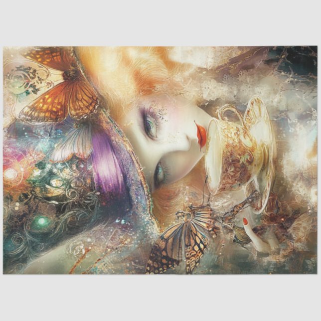 Entdeckungsreise Whimsical Lady Tea Time Adventure Seidenpapier (Vorderseite)