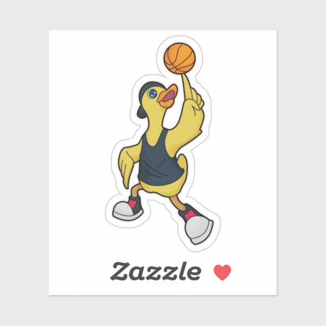Ente als Baskeballspieler mit Basketball Aufkleber (Blatt)