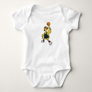 Ente als Baskeballspieler mit Basketball Baby Strampler