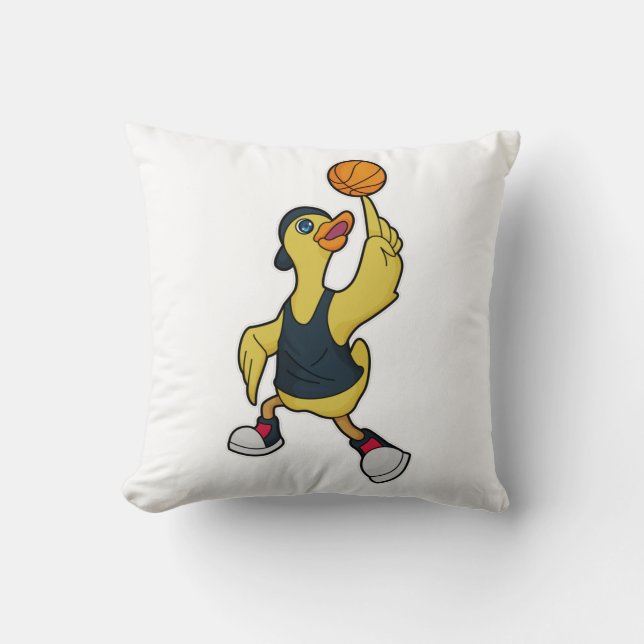 Ente als Baskeballspieler mit Basketball Kissen (Vorderseite)