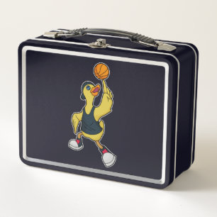 Ente als Baskeballspieler mit Basketball Metall Brotdose