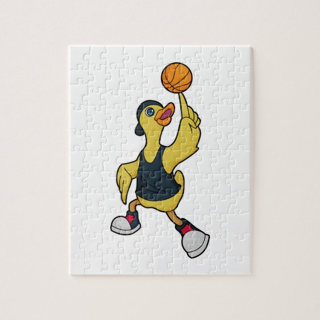 Ente als Baskeballspieler mit Basketball Puzzle (Vertikal)