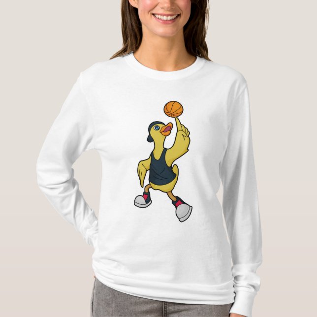 Ente als Baskeballspieler mit Basketball T-Shirt (Vorderseite)