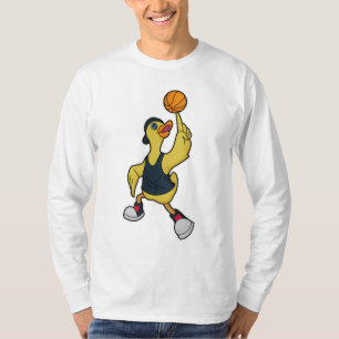 Ente als Baskeballspieler mit Basketball T-Shirt