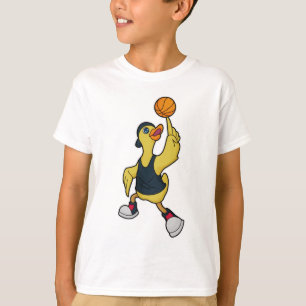 Ente als Baskeballspieler mit Basketball T-Shirt