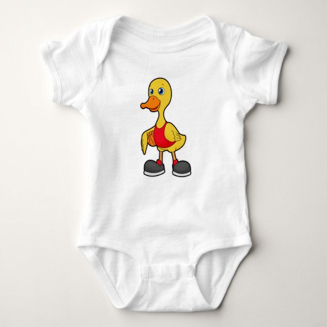 Ente als Basketballspieler mit Basketball Baby Strampler (Vorderseite)