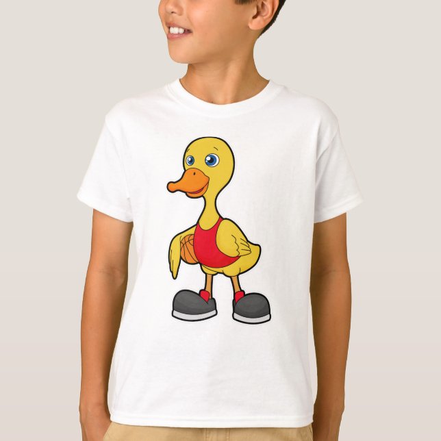 Ente als Basketballspieler mit Basketball T-Shirt (Vorderseite)