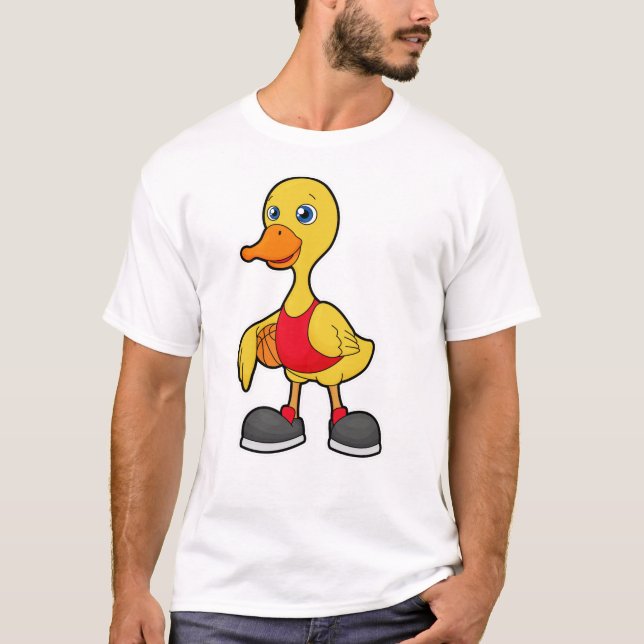 Ente als Basketballspieler mit Basketball T-Shirt (Vorderseite)