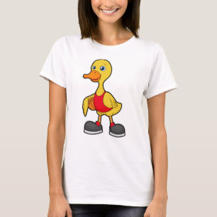 Ente als Basketballspieler mit Basketball T-Shirt