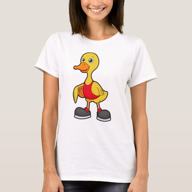 Ente als Basketballspieler mit Basketball T-Shirt