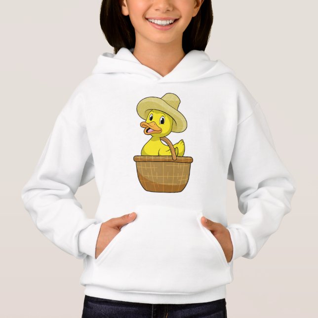 Ente als Bauer mit Körbchen Hoodie (Vorderseite)