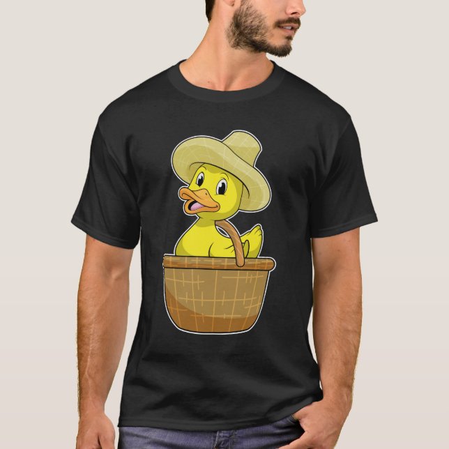 Ente als Bauer mit Körbchen T-Shirt (Vorderseite)