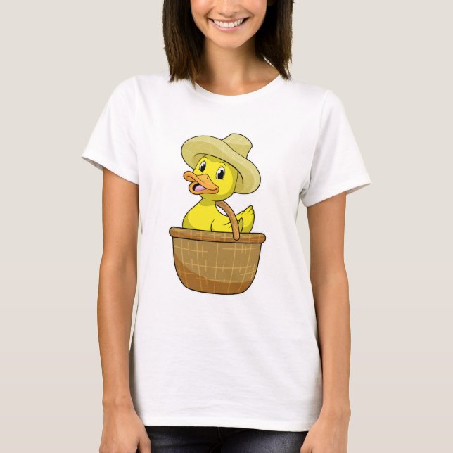 Ente als Bauer mit Körbchen T-Shirt (Vorderseite)