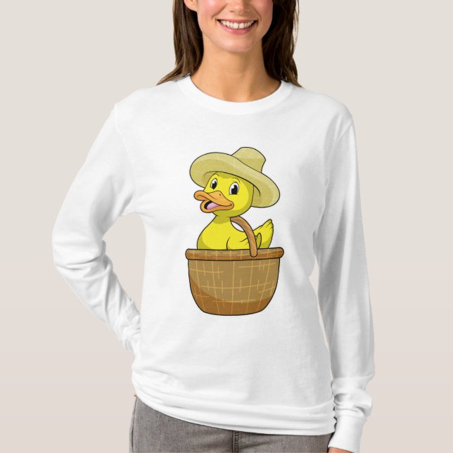 Ente als Bauer mit Körbchen T-Shirt (Vorderseite)