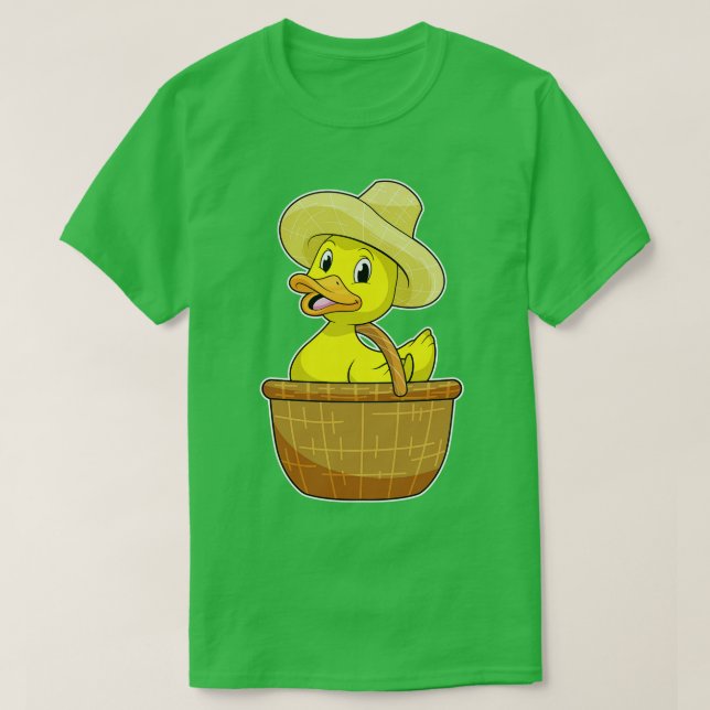 Ente als Bauer mit Körbchen T-Shirt (Design vorne)