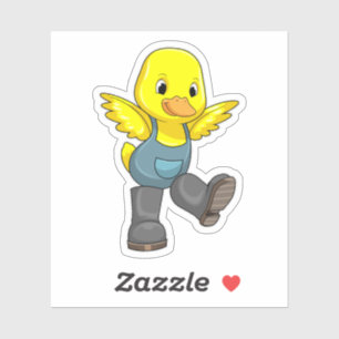 Ente als Bauer mit Stiefeln Aufkleber