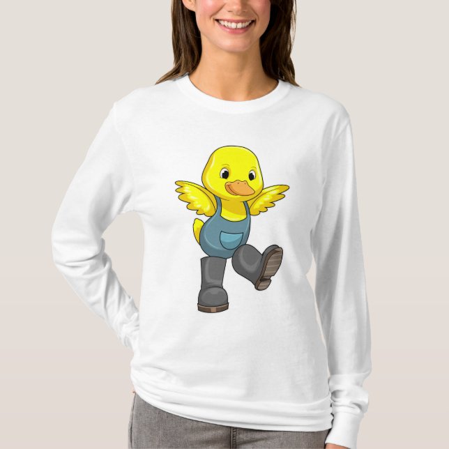Ente als Bauer mit Stiefeln T-Shirt (Vorderseite)