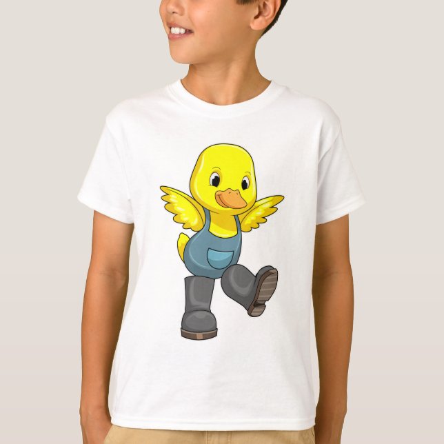 Ente als Bauer mit Stiefeln T-Shirt (Vorderseite)