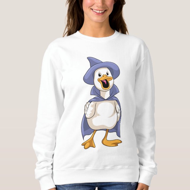 Ente als Hexe mit Hut Sweatshirt (Vorderseite)