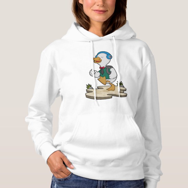 Ente als Hiker mit Rucksack Hoodie (Vorderseite)
