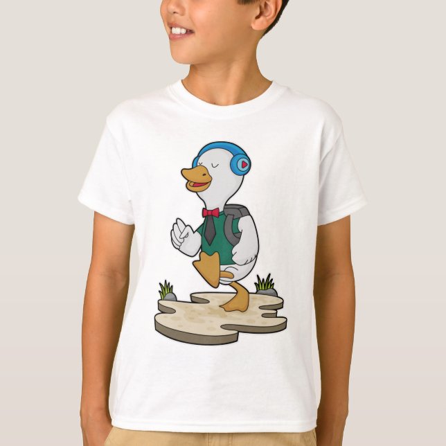 Ente als Hiker mit Rucksack T-Shirt (Vorderseite)