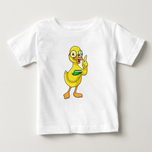 Ente als Lehrer mit Buch & Brille Baby T-shirt (Vorderseite)