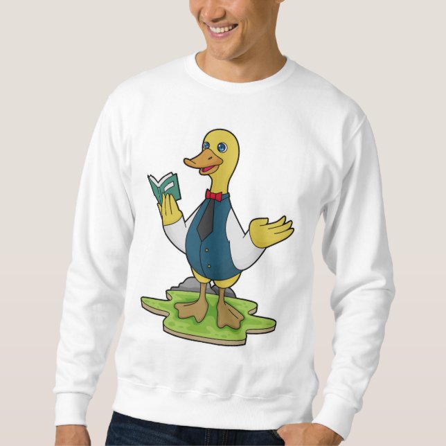 Ente als Lehrer mit Buch Sweatshirt (Vorderseite)