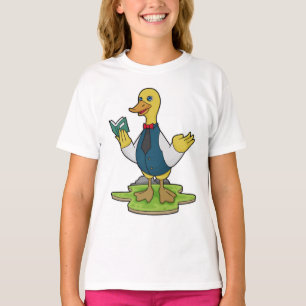 Ente als Lehrer mit Buch T-Shirt