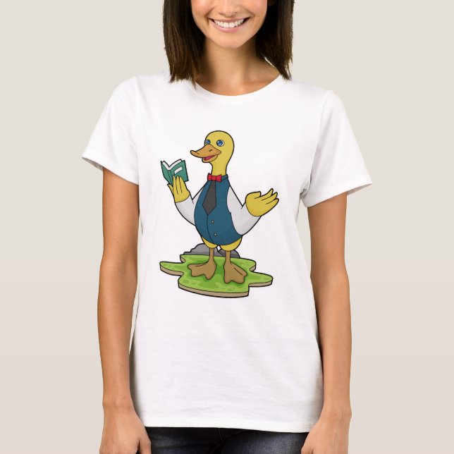 Ente als Lehrer mit Buch T-Shirt (Vorderseite)