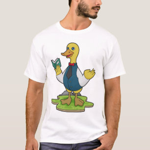 Ente als Lehrer mit Buch T-Shirt